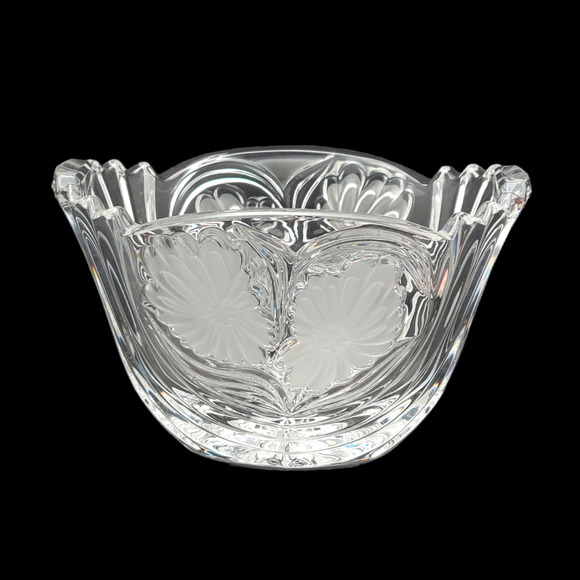 Vtg Floral Etched Crystal Open Candy Dish Bowl 3.5 in - Picture 1 of 16